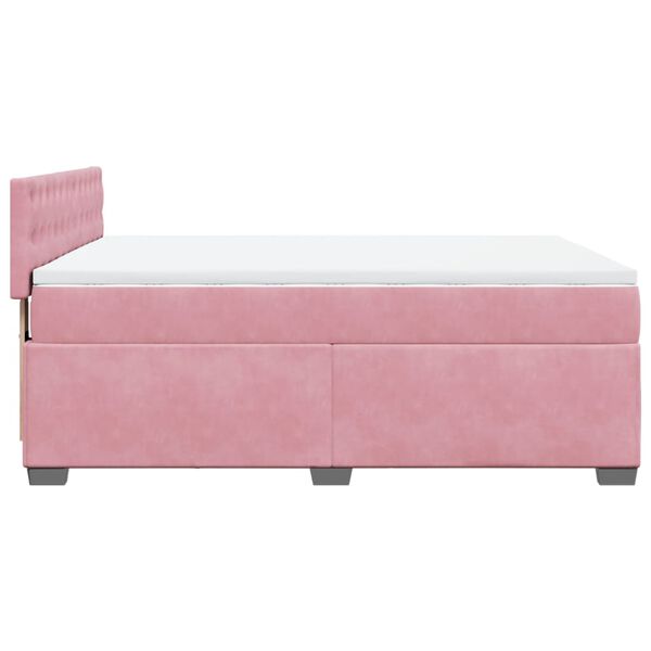 vidaXL Κρεβάτι Boxspring με Στρώμα Ροζ 160x200 εκ. Βελούδινο