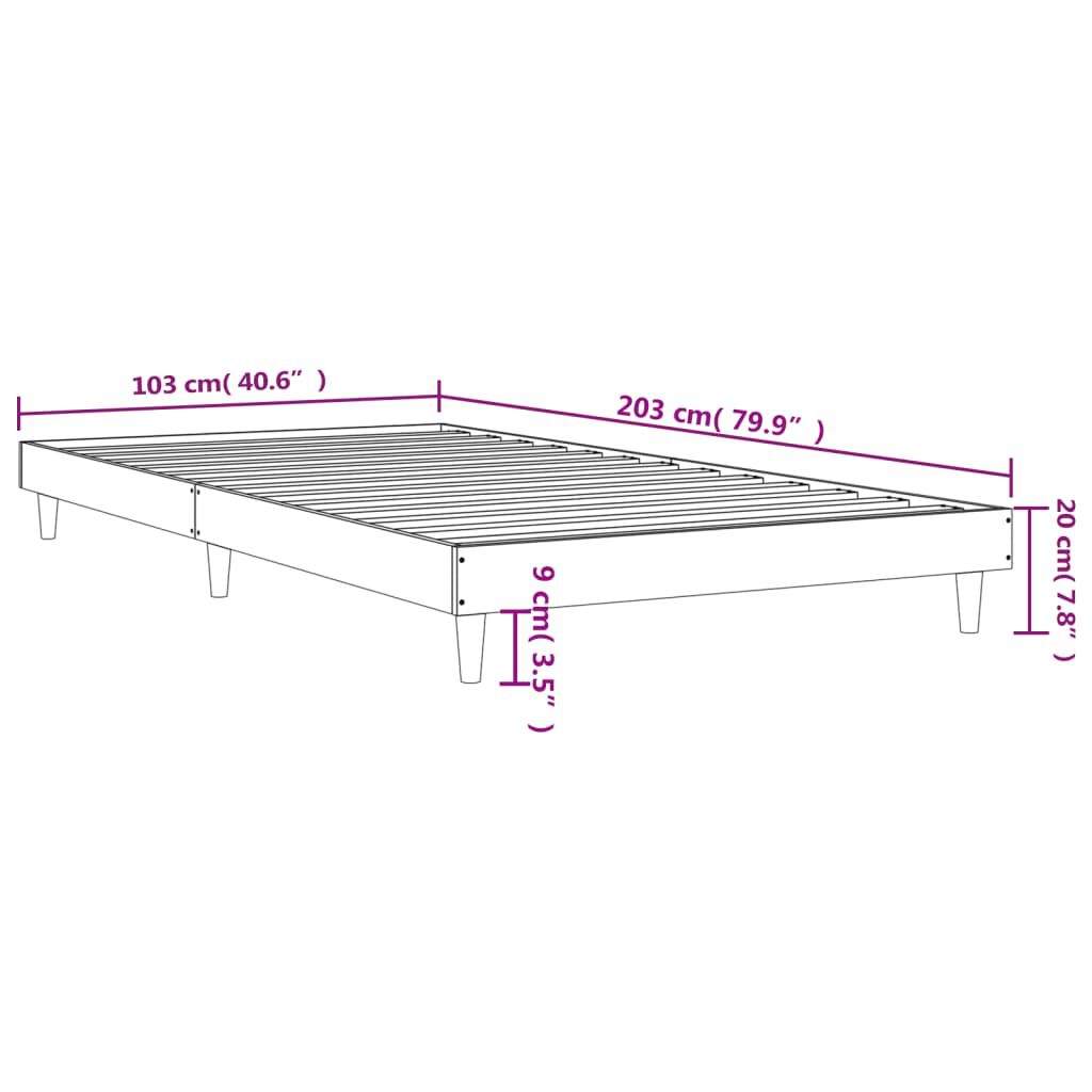 vidaXL Πλαίσιο Κρεβατιού Μαύρο 100x200 εκ. Επεξεργ. Ξύλο