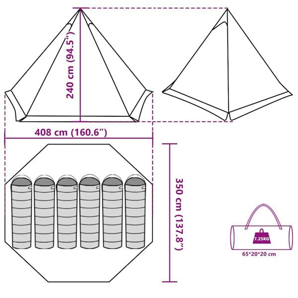 vidaXL Σκηνή Οικογενειακή Tipi 6 Ατόμων Αδιάβροχη Πράσινη Λαδί