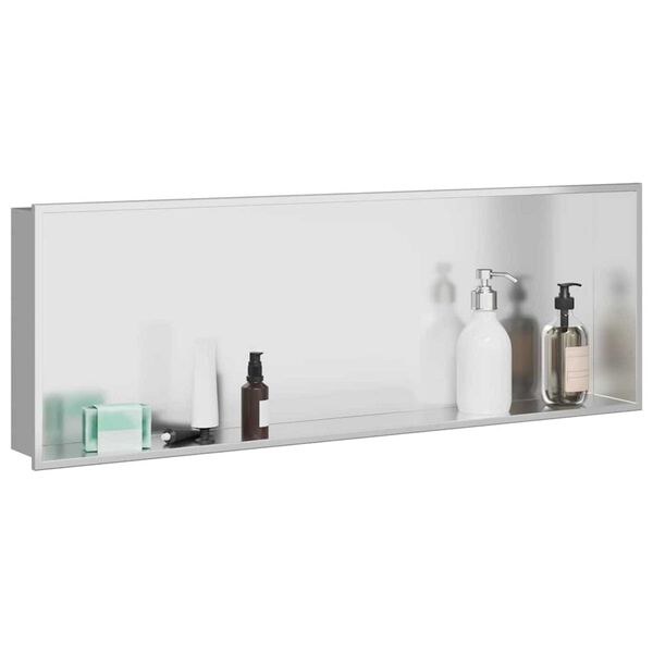 vidaXL Νίτσα Μπάνιου Ασημί 90 x 30 x 9.5 εκ. Ανοξείδωτο ατσάλι