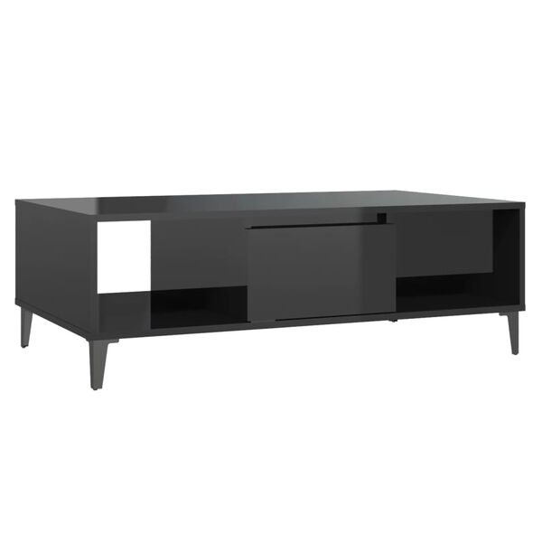 vidaXL Τραπεζάκι Σαλονιού Γυαλιστερό Λευκό 103,5x60x35 εκ. Επεξ. Ξύλο