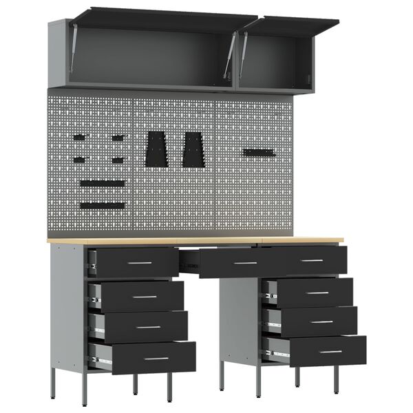 vidaXL &Nu;&tau;&omicron;&upsilon;&lambda;ά&pi;&alpha; &Epsilon;&rho;&gamma;&alpha;&sigma;ί&alpha;&sigmaf; &mu;&epsilon; &sigma;&upsilon;&rho;&tau;ά&rho;&iota; 8 pcs &Mu;&alpha;ύ&rho;&omicron; 150 x 55 x 200 &epsilon;&kappa;