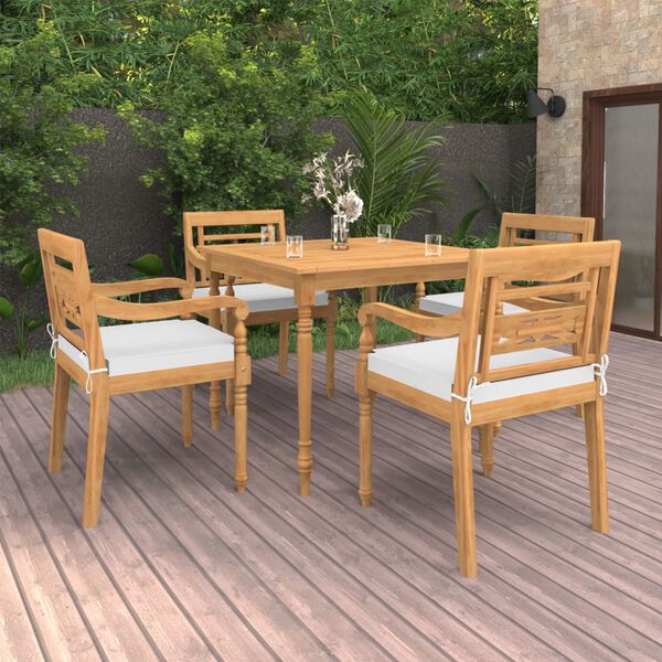 vidaXL Σετ Τραπεζαρίας Κήπου 5 τεμ. από Μασίφ Ξύλο Teak με Μαξιλάρια