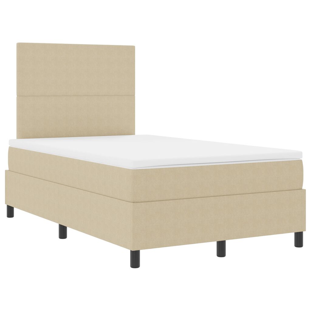 vidaXL Κρεβάτι Box Spring με Στρώμα Ανοιχτό Πράσινο Γκρι Μικρό Διπλό Ύφασμα Κοτλέ