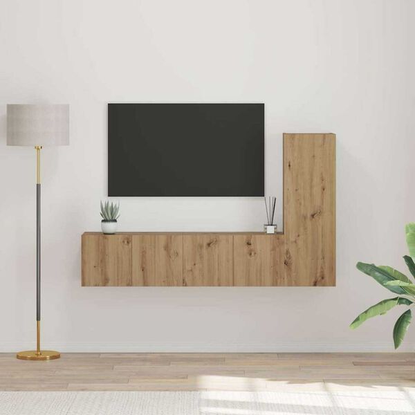 vidaXL Σετ επίπλου τηλεόρασης 3 pcs Artisan Oak Επεξεργασμένο ξύλο