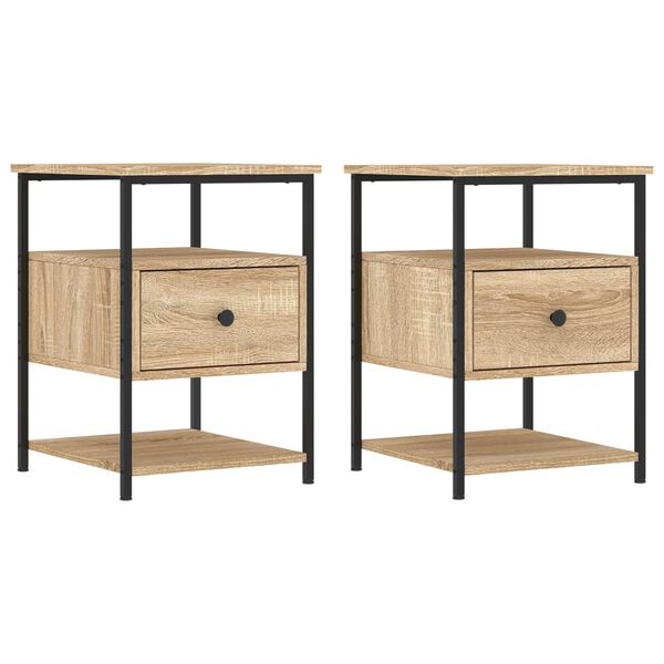 vidaXL Κομοδίνα 2 τεμ. Sonoma Δρυς 40 x 42 x 56 εκ. από Επεξεργ. Ξύλο