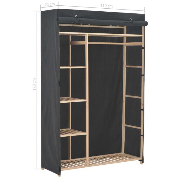vidaXL Ντουλάπα Γκρι 110 x 40 x 170 εκ. Υφασμάτινη