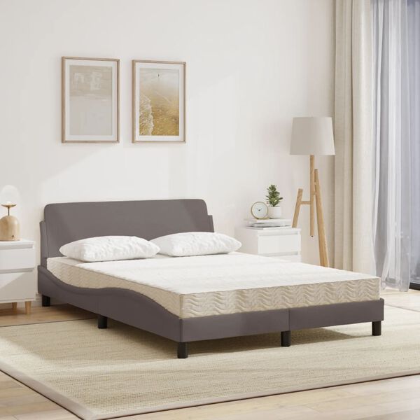 vidaXL Κρεβάτι με Στρώμα Dover Taupe 140x190 εκ. Υφασμάτινο