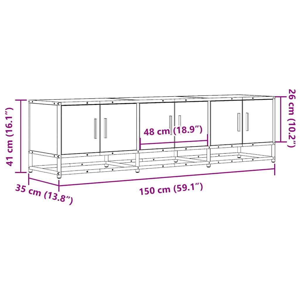 vidaXL Έπιπλο Τηλεόρασης Μαύρο 150x35x41 εκ. Επεξεργ. Ξύλο / Μέταλλο
