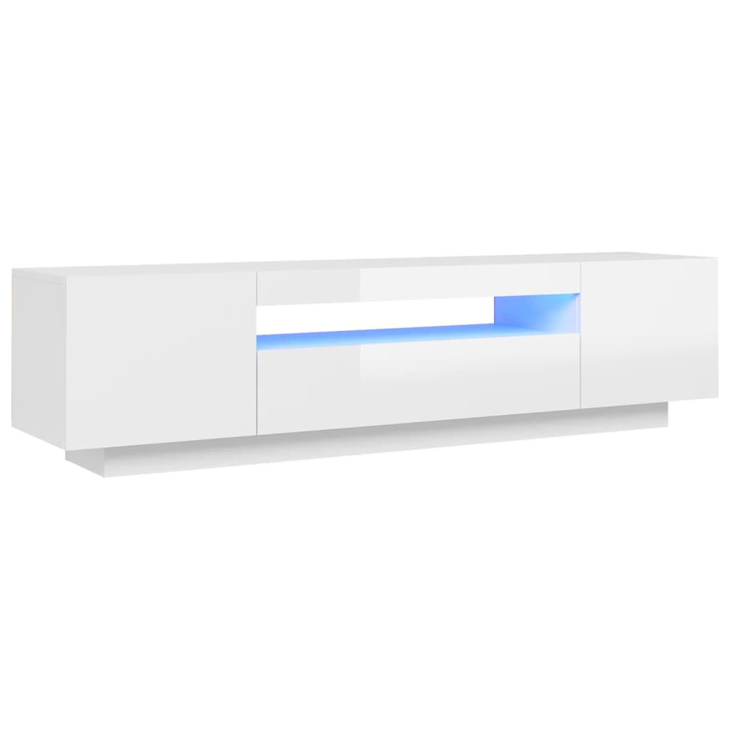 vidaXL Έπιπλο Τηλεόρασης με LED Γυαλιστερό Άσπρο 160x35x40 εκ.