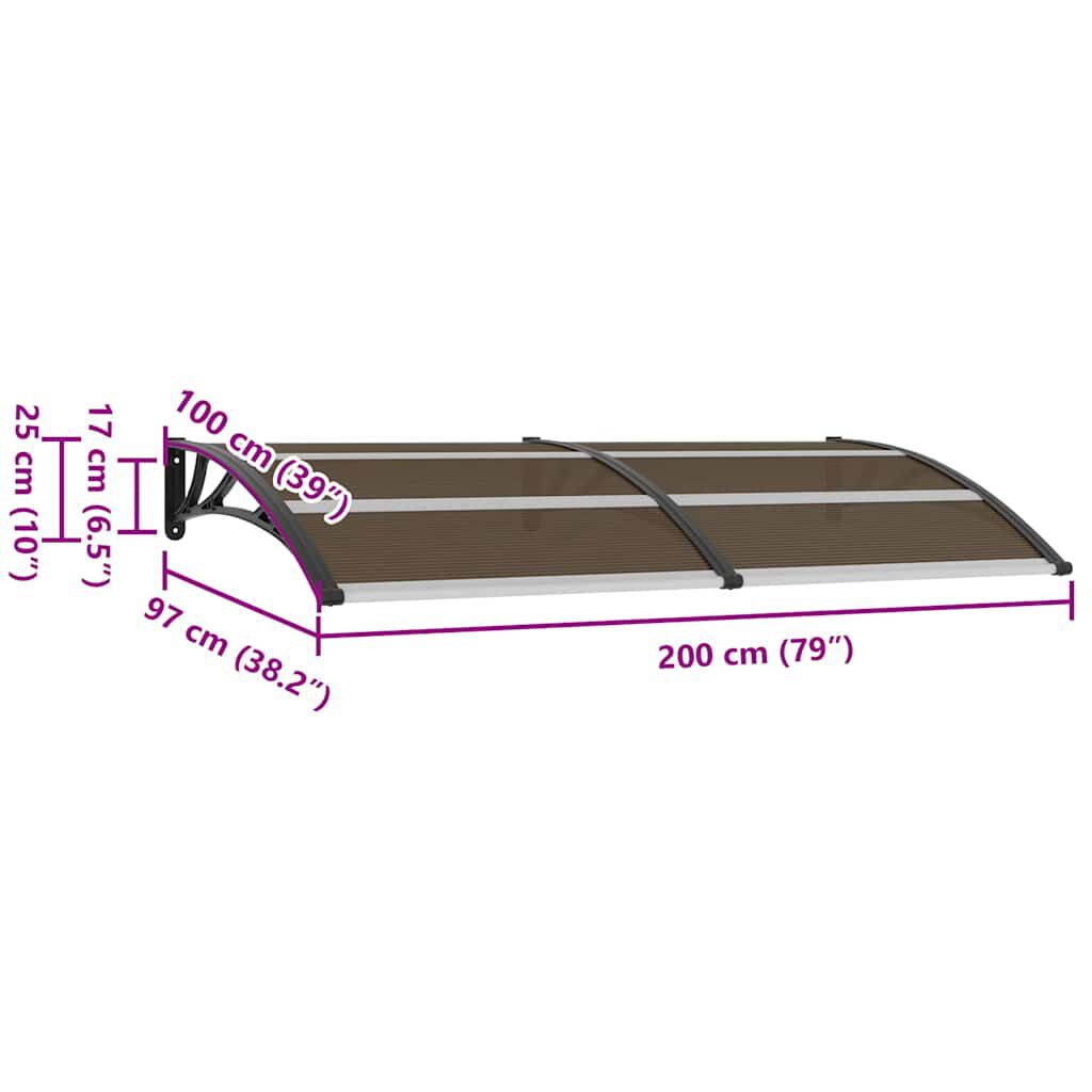 vidaXL Στέγαστρο Πόρτας Μαύρο 200 x 100 εκ. Πολυανθρακικό