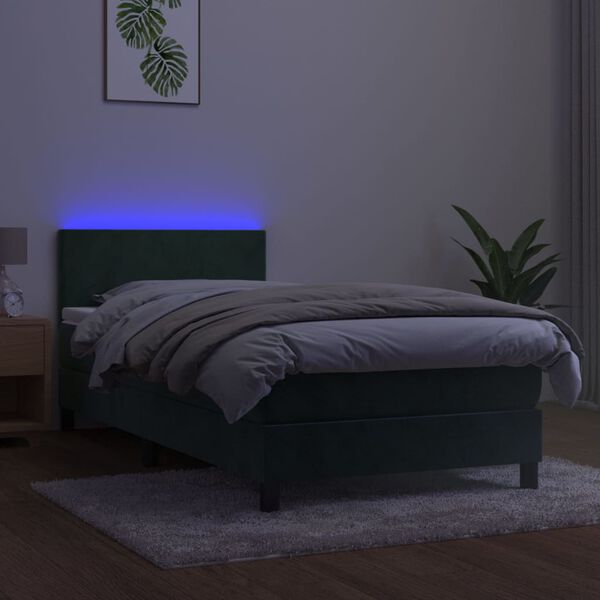 vidaXL &Kappa;&rho;&epsilon;&beta;ά&tau;&iota; Boxspring &mu;&epsilon; &Sigma;&tau;&rho;ώ&mu;&alpha; & LED &Sigma;&kappa;. &Pi;&rho;ά&sigma;&iota;&nu;&omicron; 90x190 &epsilon;&kappa; &Beta;&epsilon;&lambda;&omicron;ύ&delta;&omicron;