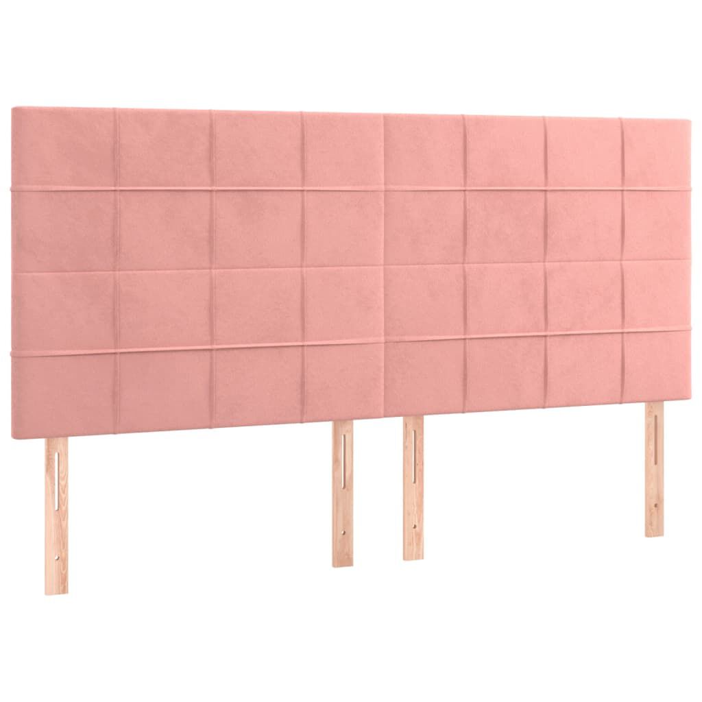 vidaXL Κρεβάτι Boxspring με Στρώμα & LED Ροζ 180x200 εκ. Βελούδινο