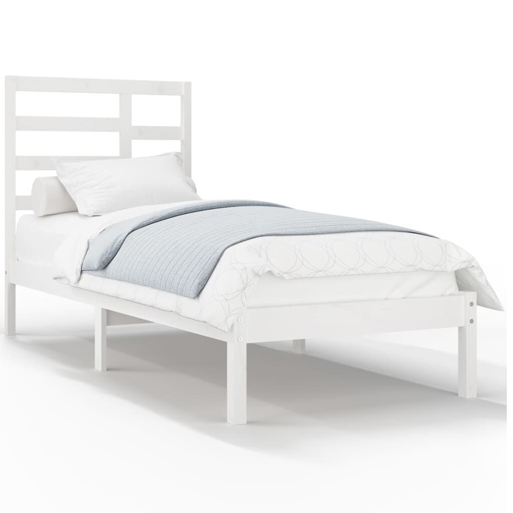 vidaXL Πλαίσιο Κρεβατιού Λευκό 75x190 εκ. Μασίφ Ξύλο Small Single