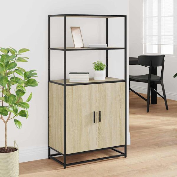 vidaXL Highboard &Delta;&rho;&upsilon;&sigmaf; sonoma 68x35x139 cm &Epsilon;&pi;&epsilon;&xi;&epsilon;&rho;&gamma;&alpha;&sigma;&mu;έ&nu;&omicron; &xi;ύ&lambda;&omicron; &mu;έ&tau;&alpha;&lambda;&lambda;&omicron;