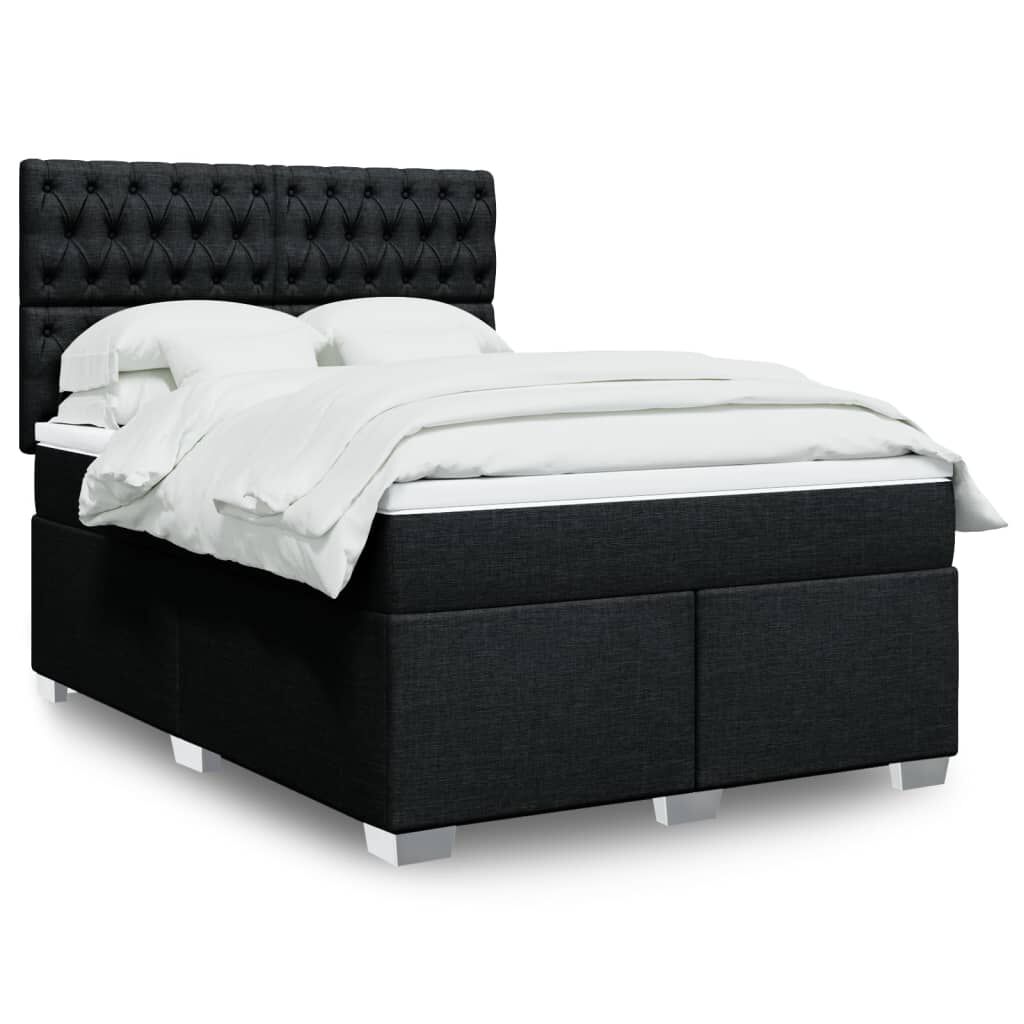 vidaXL Κρεβάτι Boxspring με Στρώμα Μαύρο 160x200 εκ. Υφασμάτινο