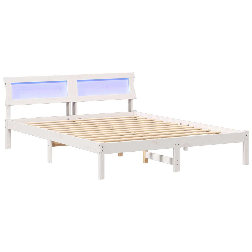 vidaXL Σκελετός Κρεβατιού Λευκό 150 x 200 cm Συμπαγές ξύλο πεύκου