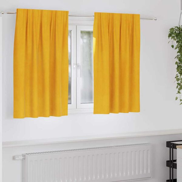 vidaXL Κουρτίνες 2 pcs κίτρινο μουσταρδί 140 x 140 cm Βελούδο