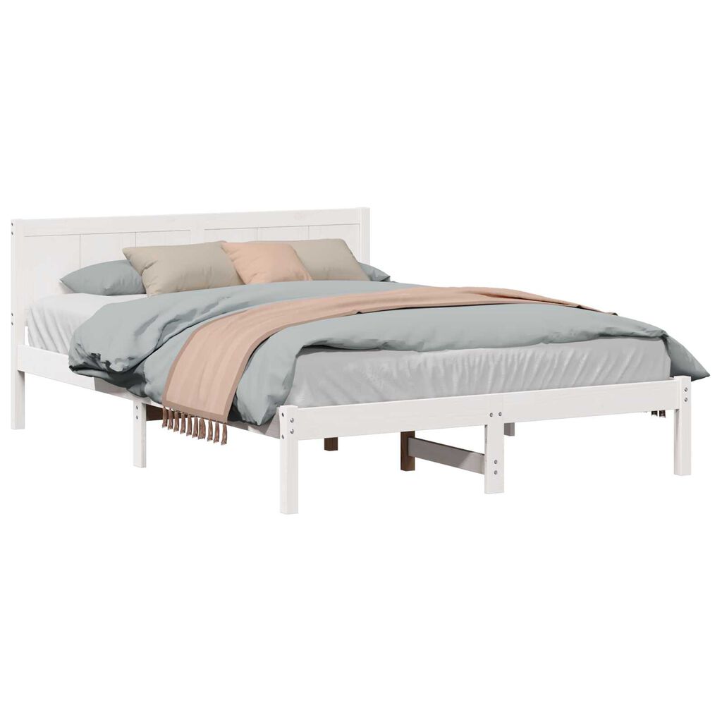 vidaXL Σκελετός Κρεβατιού Λευκό 160 x 200 cm Μασίφ ξύλο πεύκου
