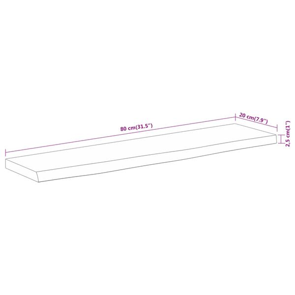 vidaXL Ράφι Επιτοίχιο Ορθ. Live Edge 80x20x2,5 εκ. Μασίφ Ξύλο Ακακίας