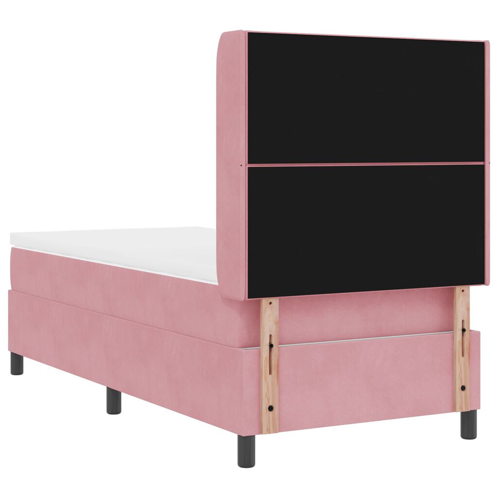 κρεβάτι box spring vidaXL με στρώμα Ροζ 90x190 εκ Βελούδο