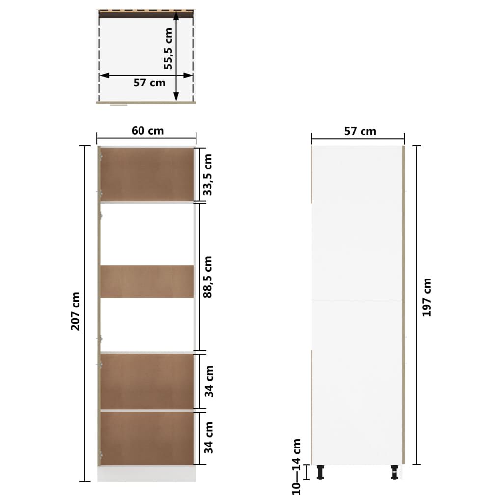vidaXL Ντουλάπι Ψυγείου Sonoma Δρυς 60x57x207 εκ. Επεξ. Ξύλο