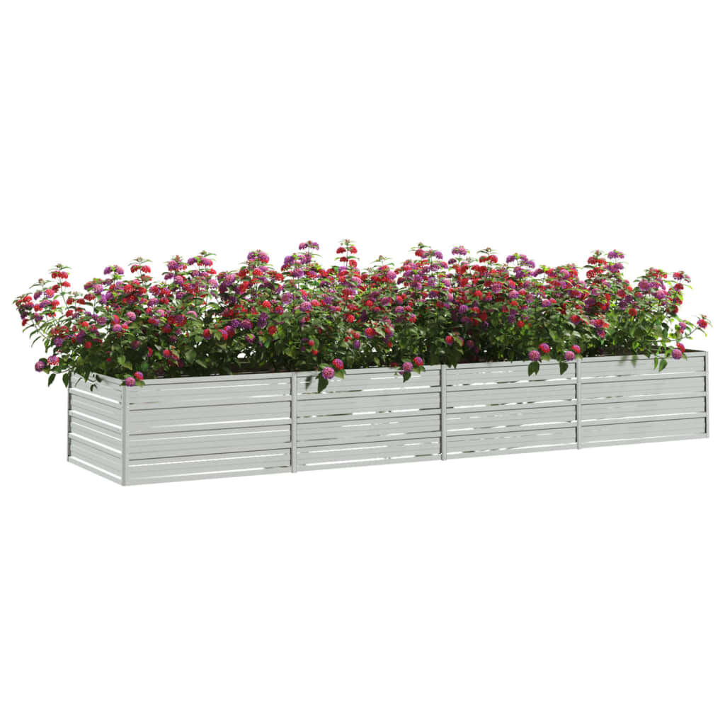 vidaXL Ζαρντινιέρα Υπερυψωμένη Ασημί 320x80x45 εκ. Γαλβανισμ. Χάλυβας