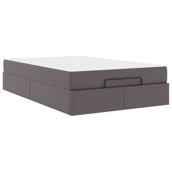 vidaXL Σκελετός κρεβατιού με στρώμα Γκρι 120 x 200 cm Τεχνητό δέρμα