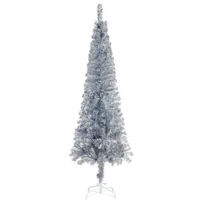 vidaXL Χριστουγεννιάτικο Δέντρο Προφωτ. Slim με Μπάλες Ασημί 120 εκ.