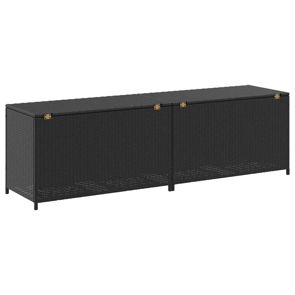 vidaXL Κουτί Αποθήκευσης Κήπου Μαύρο 200x50x60 εκ. από Συνθετικό Ρατάν