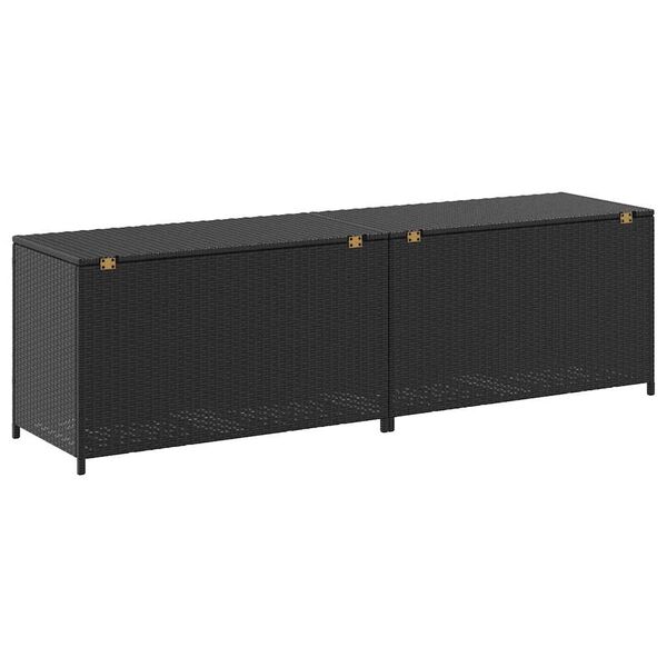 vidaXL Κουτί Αποθήκευσης Κήπου Μαύρο 200x50x60 εκ. από Συνθετικό Ρατάν