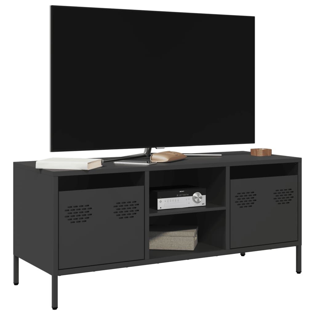 vidaXL Έπιπλο Τηλεόρασης Μαύρο 101,5x39x43,5 εκ. Ατσάλι Ψυχρής Έλασης