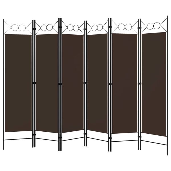 vidaXL Διαχωριστικό Δωματίου με 6 Πάνελ Καφέ 240 x 180 εκ.
