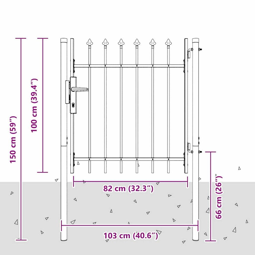 vidaXL Πύλη Φράχτη Γκρι 100 x 100 cm Χάλυβας με Επικάλυψη Πούδρας
