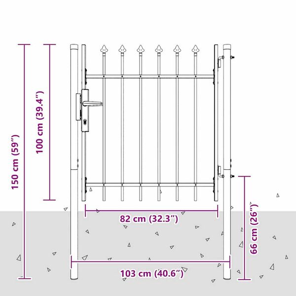 vidaXL Πύλη Φράχτη Γκρι 100 x 100 cm Χάλυβας με Επικάλυψη Πούδρας