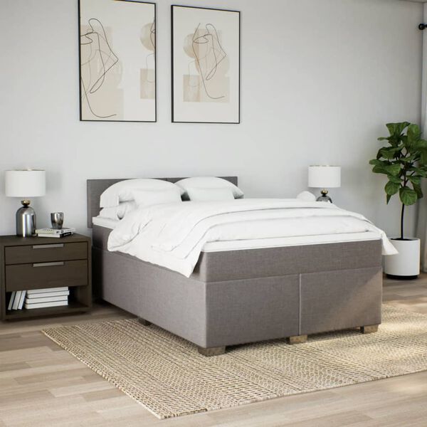 vidaXL &Kappa;&rho;&epsilon;&beta;ά&tau;&iota; Boxspring &mu;&epsilon; &Sigma;&tau;&rho;ώ&mu;&alpha; Taupe 140x200 &epsilon;&kappa;. &Upsilon;&phi;&alpha;&sigma;&mu;ά&tau;&iota;&nu;&omicron;
