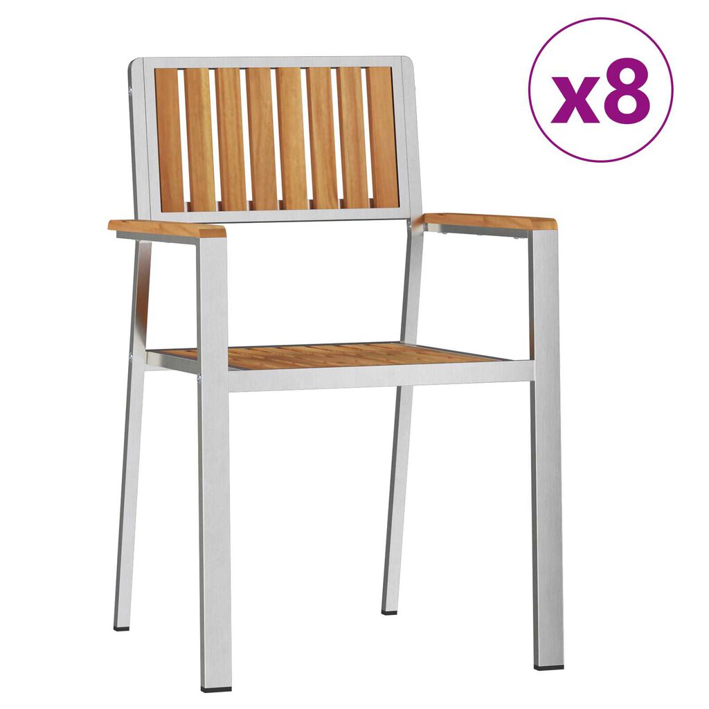 vidaXL Στοίβες Καρέκλες Κήπου 8 τεμ 54.5x56x87 εκ Μασίφ Ξύλο Teak