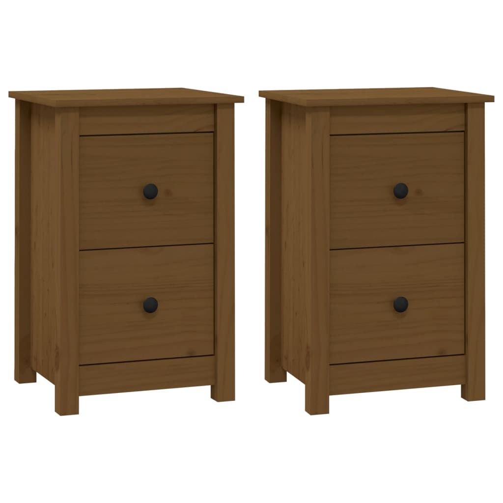 vidaXL Κομοδίνα 2 τεμ. Καφέ Μελί 40x35x61,5 εκ. από Μασίφ Ξύλο Πεύκου
