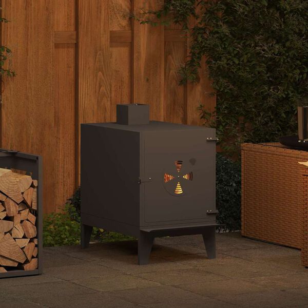 vidaXL Σόμπα Κατασκήνωσης με αέρα αέρα Μαύρο 35 x 50 x 60 εκ Ατσάλι