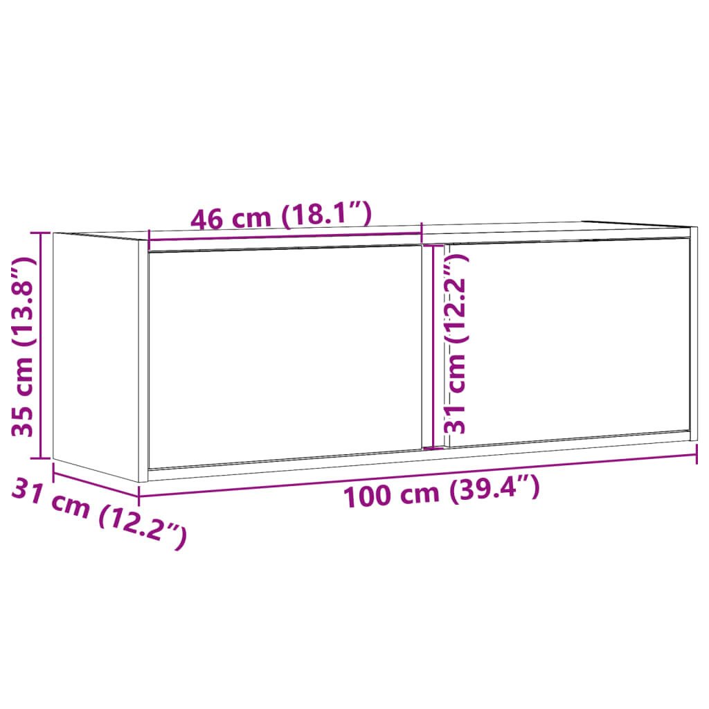 vidaXL Έπιπλο Τοίχου Τηλεόρασης με LED Sonoma Δρυς 100x31x35 εκ.