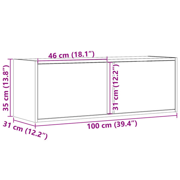 vidaXL Έπιπλο Τοίχου Τηλεόρασης με LED Sonoma Δρυς 100x31x35 εκ.