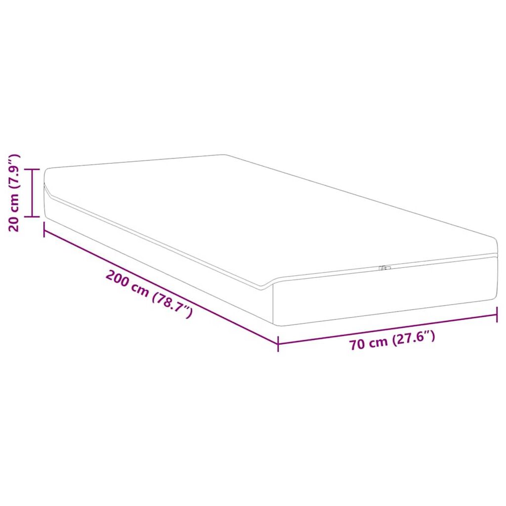 vidaXL Στρώμα Λευκό, Γκρι 70 x 200 cm Pěna