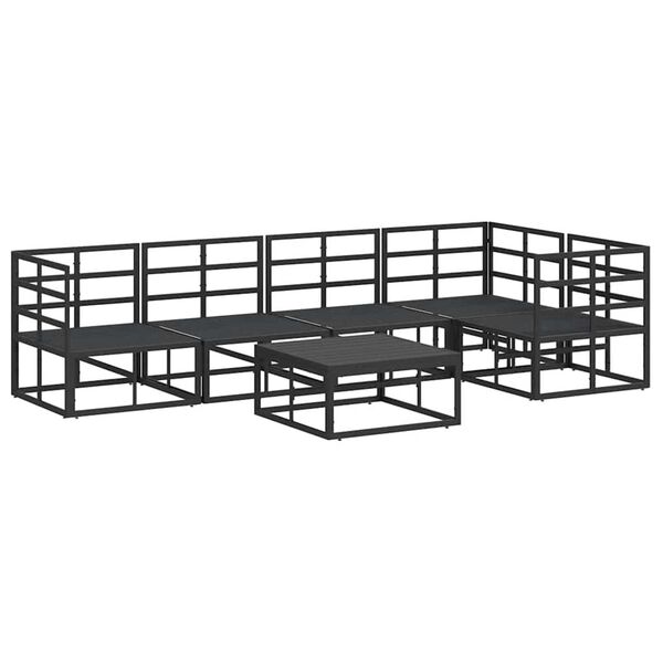 vidaXL Σετ Καναπέ Κήπου με μαξιλάρι 6 pcs Μαύρο Αλουμίνιο