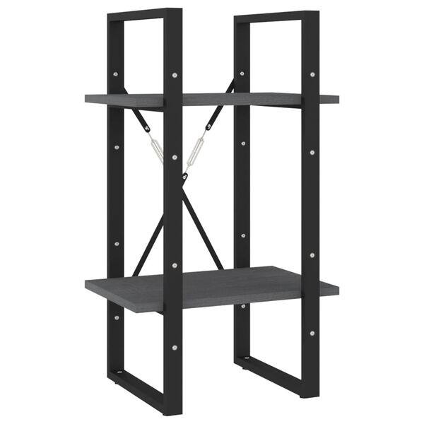 vidaXL Βιβλιοθήκη με 2 Ράφια Γκρι 40x30x70 εκ. από Μασίφ Ξύλο Πεύκου