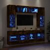 vidaXL Ντουλάπια Τηλεόρασης Τοίχου 6 τεμ. με Φώτα LED Καπνιστή Δρυς