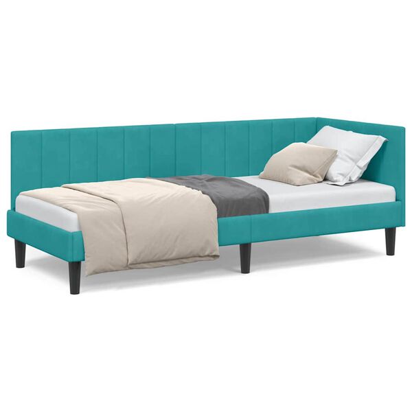 vidaXL Κρεβάτι Γωνίας με κεφαλάρι Τιρκουάζ 80 x 200 cm Βελούδο