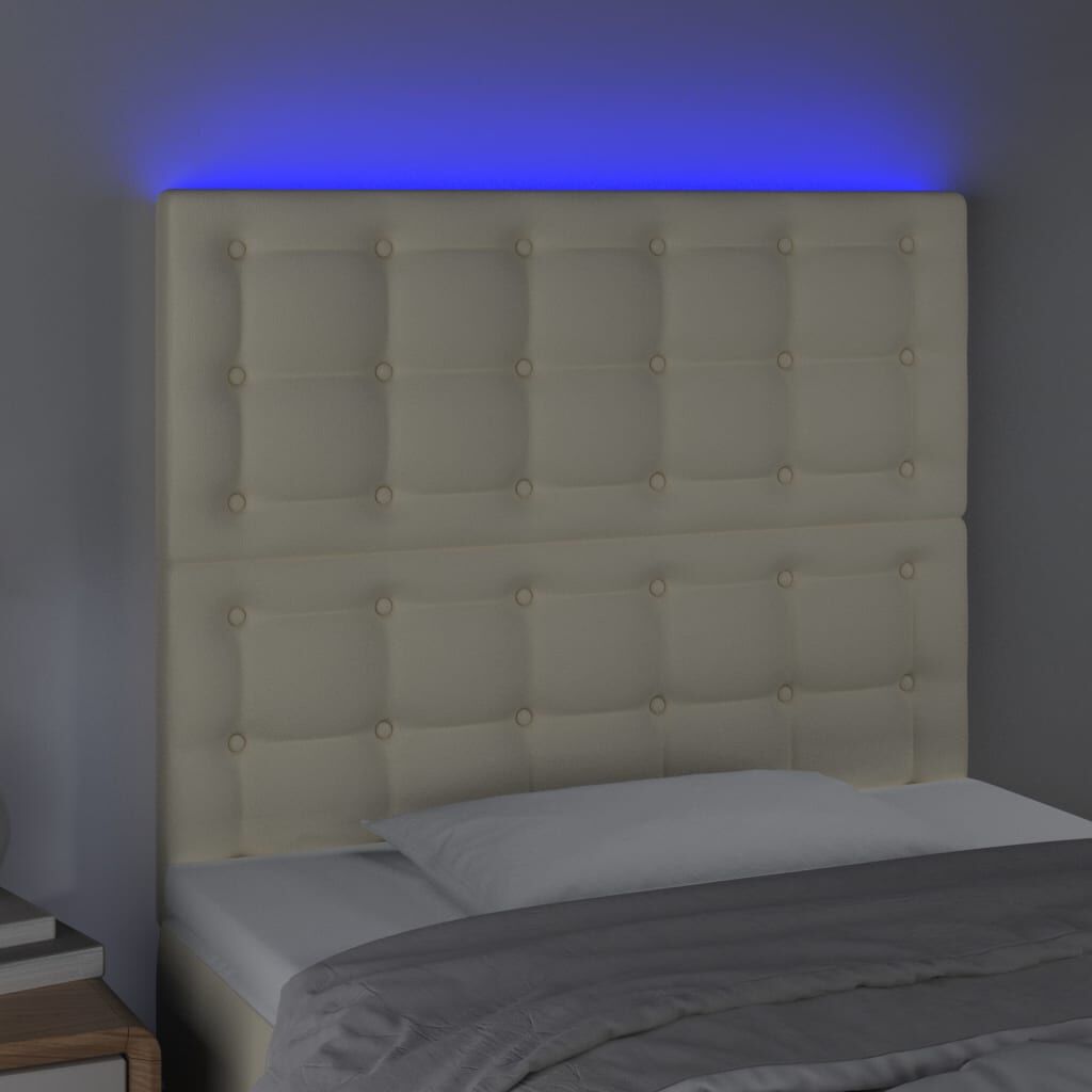 vidaXL Κεφαλάρι Κρεβατιού LED Κρεμ 80x5x118/128 εκ