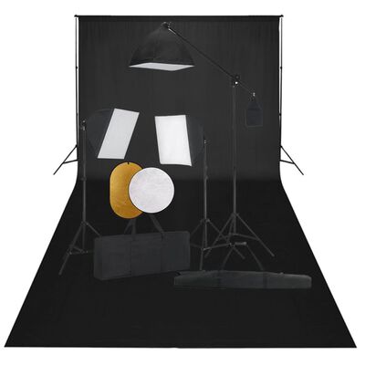 vidaXL Κιτ Φωτογραφικού Στούντιο Softbox με Φώτα, Φόντο & Ανακλαστήρα