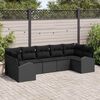 vidaXL Σετ Καναπέ Κήπου με μαξιλάρι 7 pcs Μαύρο Πολυ ράταν