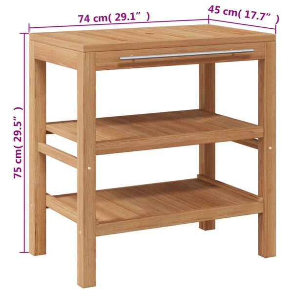 vidaXL Έπιπλο Μπάνιου από Μασίφ Ξύλο Teak με Νιπτήρα River Stone